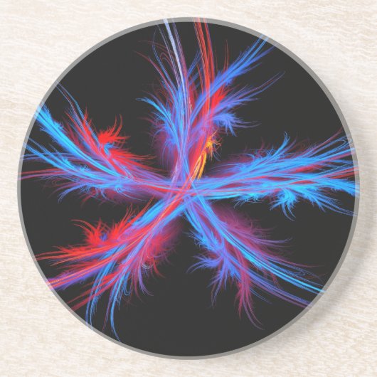 En Grès Star Series-15— Plumes Blue Star Dessous de verre (Devant)