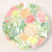 En Grès Summer Pastel Dessous de verre orange et rose Fleu (Devant)