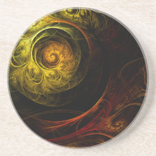 En Grès Sunrise Floral Rouge Abstrait Art Dessous de verre