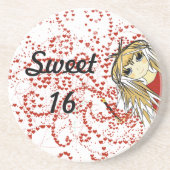 En Grès Sweet 16 Anime Girl Dessous de verre (Devant)
