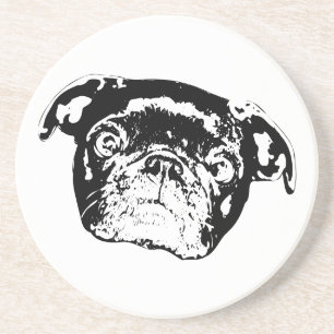 En Grès Tapis de dessous de verre de rassemblement de Pug