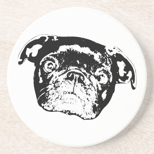 En Grès Tapis de dessous de verre de rassemblement de Pug  (Devant)