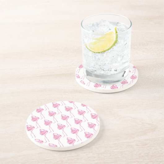 En Grès Tender Flamingo Série Design 3 Dessous de verre (Côté)