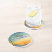 En Grès Transpacifique Voyage Artwork Dessous de verre San (Côté)