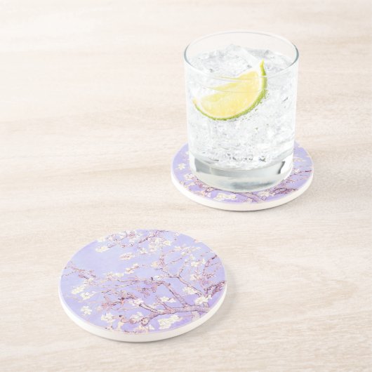 En Grès Van Gogh Almond Blossoms Lavande Dessous de verre (Côté)