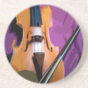 En Grès Violon élégant sur soie violette, Dessous de verre