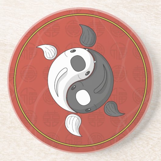 En Grès Yin et Yang le Dessous de verre de Koi Sandstone (Devant)