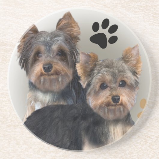 En Grès Yorkshire Terrier Double Trouble Dessous de verre (Devant)