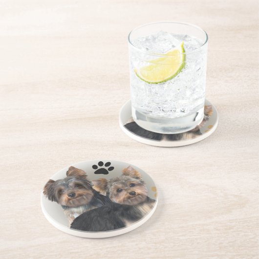 En Grès Yorkshire Terrier Double Trouble Dessous de verre (Côté)