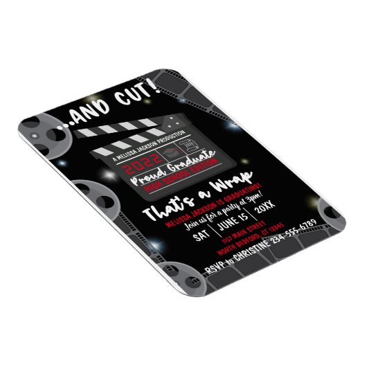 En knip dat is een 'Wrap Afstuderen Black' uitnodi Magneet (Rechterzijde)