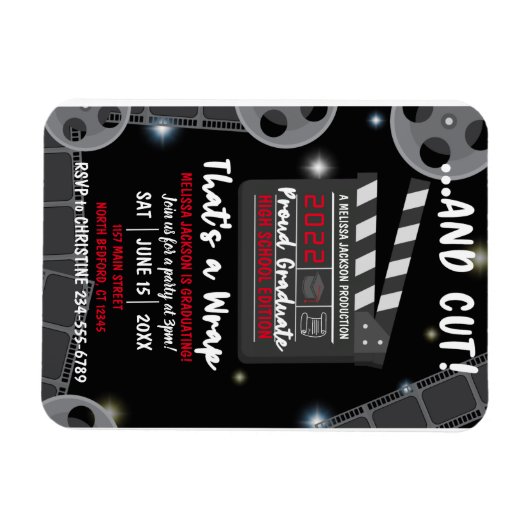 En knip dat is een 'Wrap Afstuderen Black' uitnodi Magneet (Horizontaal)