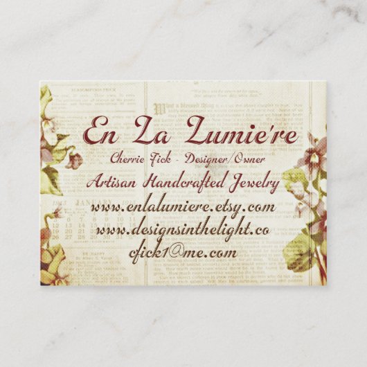En La Lumiere Visitekaartje, september 2012 Visitekaartje (Voorkant)