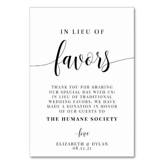 En Lieu Et Place De Faveurs Carte Table Mariage (Par défaut)