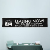 En louant maintenant la bannière blanche noire (Salon professionnel)