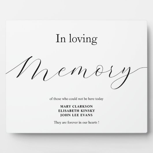 En mariage de mémoire amoureuse signe Plaque table (Devant)