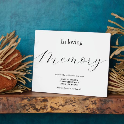 En mariage de mémoire amoureuse signe Plaque table (Côté)