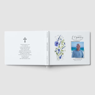 En Mémoire Aimante Livre d'Or Funéraire Fleurs Ble