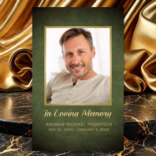 En Mémoire Amoureuse Carte funéraire Photo Gold Ve