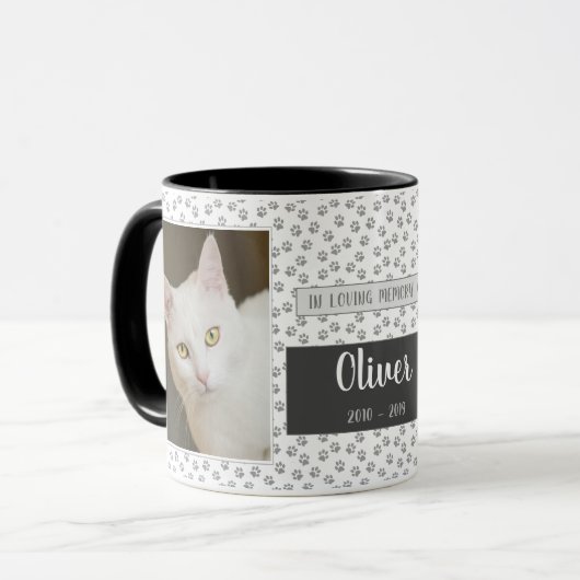 En Mémoire Amoureuse Pet Memorial Mug Gris Emprein (Devant gauche)