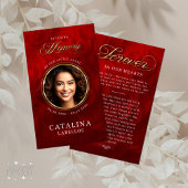 En Mémoire Amoureuse Red Roses Carte de prière néc