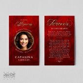 En Mémoire Amoureuse Red Roses Carte de prière néc