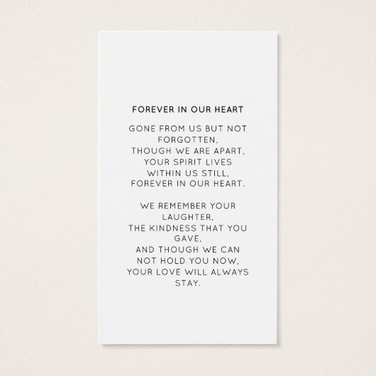 En Mémoire Amoureuse Script moderne Photo Funérail (Dos)