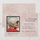 En mémoire d'amour | Carte photo commémoratif rose (Devant / Derrière)