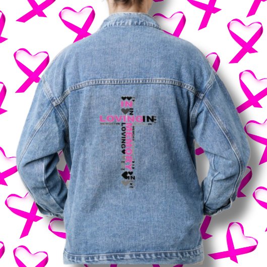 En mémoire d'amour croix rose Denim Jean Jacket
