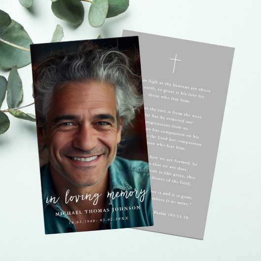 En mémoire d'amour Faded Photo Funeral Prayer Card