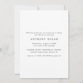 En mémoire d'amour Photo Funeral Invitation (Dos)