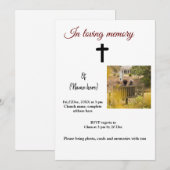 en mémoire d'amour photo mémorial invitation funér (Devant / Derrière)