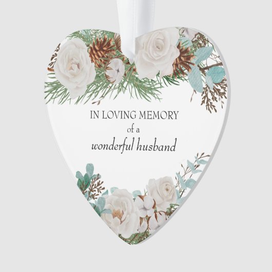 En Mémoire d'amour Rose blanche Pine cônes forme c (devant)