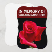 EN MÉMOIRE DES CARTES FUNÉRALES, ROSE ROUGE (Devant / Derrière)
