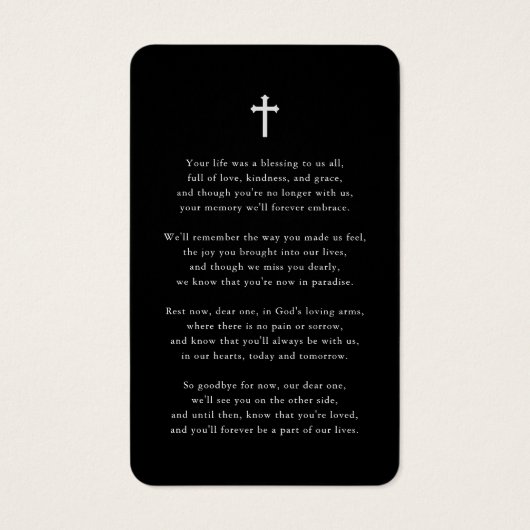 En mémoire Photo Funérailles Cartes de prières com (Dos)
