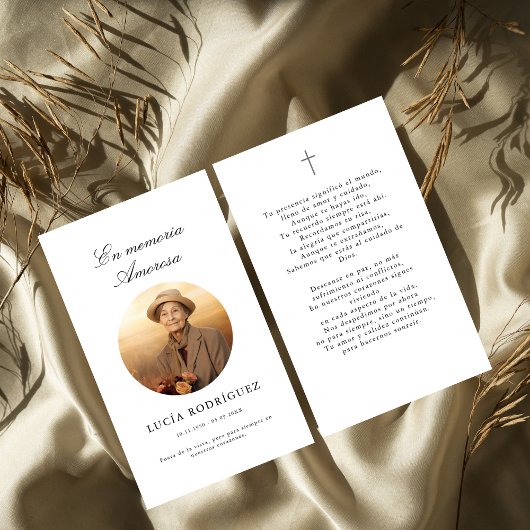 En Memoria | Carte photo de prière funéraire en es