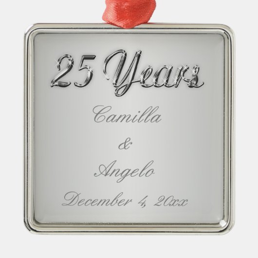 En Métal 25ème Ornement de souvenir d'anniversaire de (Devant)