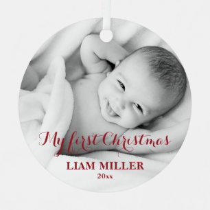 En Métal Bébé personnalisé Premier ornement photo de Noël