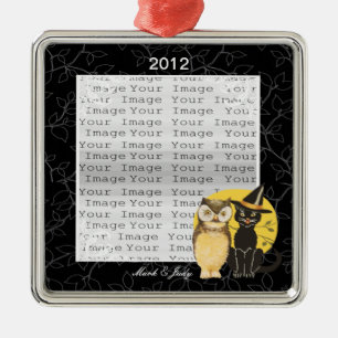 En Métal Chat & Chouette Halloween Ornement Mariage