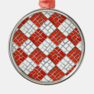 En Métal CHECK ROUGE MOSAIC Premium Circle Ornement