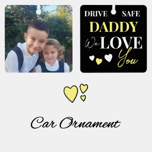 En Métal Conduite Safe papa ornement photo jaune de voiture