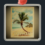 En Métal Îles Caïmans Vintage voyage Ornement Palm Tree<br><div class="desc">Un ornement de style vintage cool aux îles Caïmans avec un palmier sur une plage de sable avec ciel bleu et océan.</div>