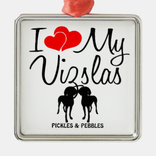 En Métal J'Aime Mon Ornement De Deux Vizlas