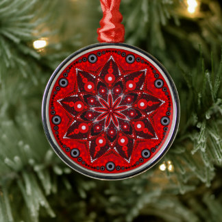 En Métal Janvier Birthstone Garnet Mandala Ornement
