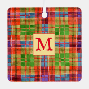 En Métal MAC RAE TARTAN Carré métallique Ornement + initial