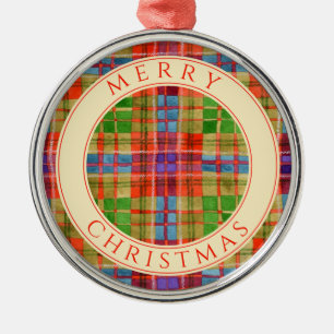 En Métal MAC RAE TARTAN Ornement Rond Premium + Texte