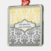 En Métal Motif Damas noir blanc jaune aqua ornement (Gauche)