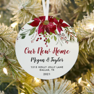 En Métal Noël Notre Nouvelle Maison Ornement Floral