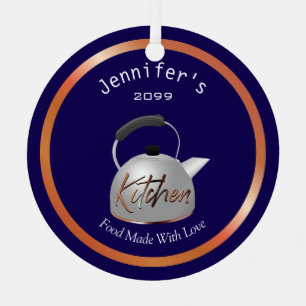 En Métal Nourriture Faite Avec Amour Teapot Ornement de Noë