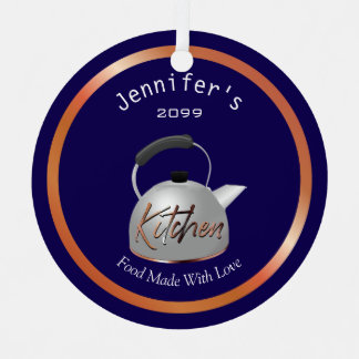 En Métal Nourriture Faite Avec Amour Teapot Ornement de Noë