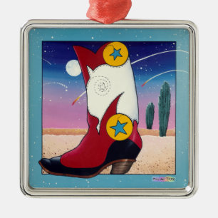 En Métal Ornement - Boot Cowboy, Tout Habillé